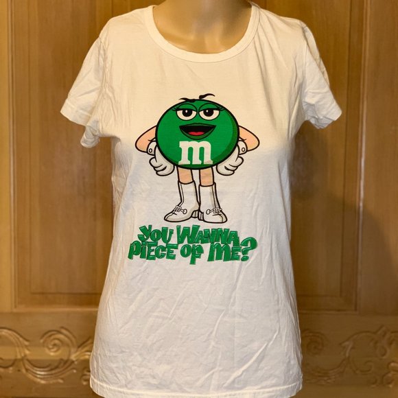 M&M'S Tops - M&M's Graphc Tee Green You wanna piece of Me? Sz L